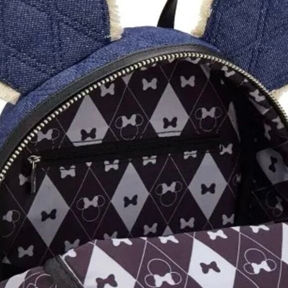 NEW Loungefly Disney Minnie Mouse Denim Quilted Mini Backpack‎ Ears Bow Every day can be a sundae with our new nylon mini backpack  main image 4